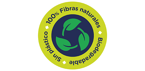 100% fibras naturales, Biodegradable y Sin Plásticos